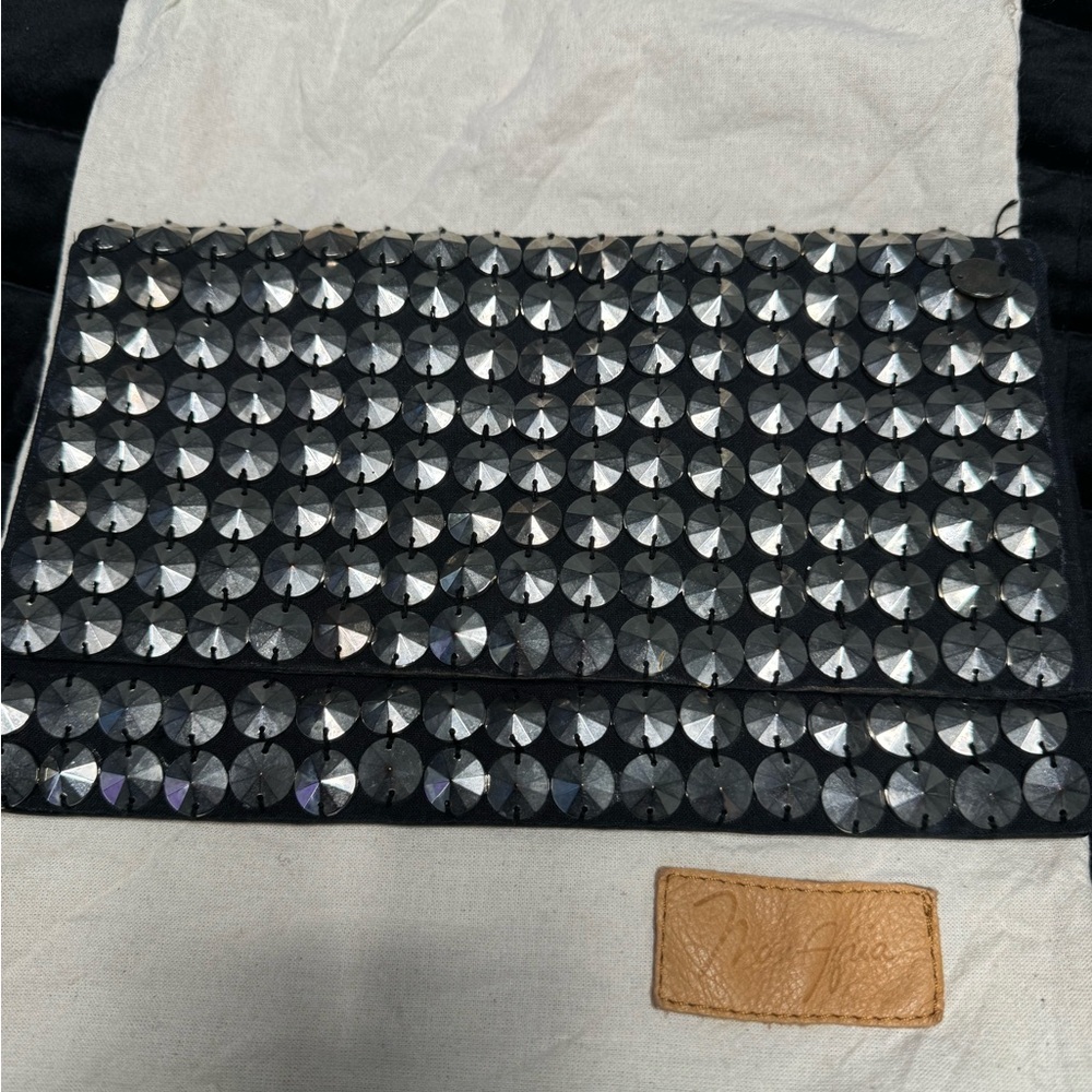 BCBGeneration Black Clutch with Silver Accents